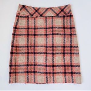 LL Bean wool pink plaid skirt